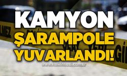 Kamyon şarampole yuvarlandı: Sürücü hastaneye kaldırıldı