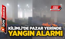 Kilimli’de pazar yerinde yangın alarmı