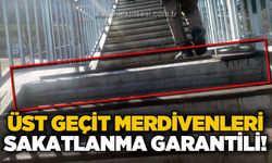 Uğur Mumcu Kavşağı Üst Geçidi merdivenleri tehlike saçıyor: “Sakatlanma garantili merdivenler”