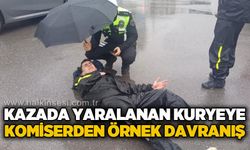 Yaralı kuryeye komiserden örnek davranış