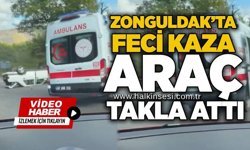 Zonguldak’ta feci kaza: Araç takla attı