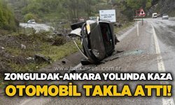 Zonguldak - Ankara yolunda trafik kazası: Otomobil takla attı!