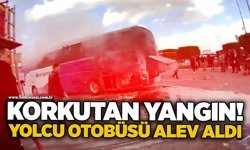 Korkutan yangın! Yolcu otobüsü alev aldı