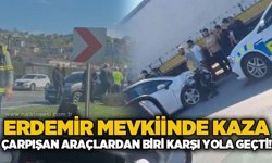 Ereğli Demir Çelik Fabrikası mevkiinde kaza: Çarpışan araçlardan biri karşı yola geçti!