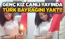 Genç kız canlı yayında Türk bayrağını yaktı!