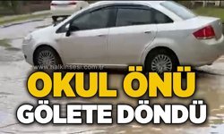Okul önü gölete döndü