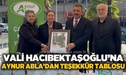 Vali Osman Hacıbektaşoğlu'na Aynur Abla'dan teşekkür tablosu