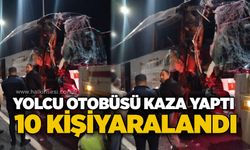 Yolcu otobüsü kaza yaptı: 10 kişi yaralandı