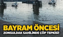 Bayram öncesi Zonguldak sahilinde çöp tepkisi!