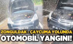 Zonguldak - Çaycuma yolunda otomobil yangını: İtfaiye ekipleri müdahale etti