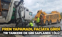 Fren yapamadı, faciaya girdi! Tır tankere ok gibi saplandı: 1 ölü