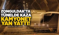Zonguldak'ta tünelde kaza: Kamyonet yan yattı!