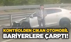 Kontrolden çıkan otomobil bariyerlere çarptı