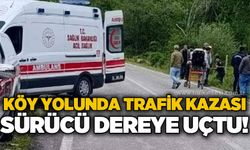 Köy yolunda motosiklet kazası: Sürücü dereye uçtu, hastanelik oldu!
