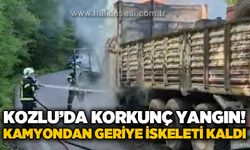 Kozlu'da korkunç yangın: Kamyondan geriye iskeleti kaldı!