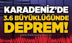 Karadeniz'de 3.6 büyüklüğünde deprem