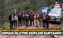 Orman yolunda çamura saplanan aileyi eskipazar Orman işletme ekipleri kurtardı!