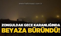 Zonguldak'ta gece karanlığı beyaza büründü