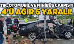 Tır, otomobil ve minibüs çarpıştı: 4'ü ağır, 6 yaralı!