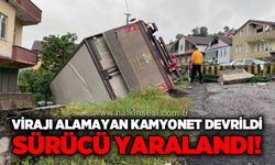 Virajı alamayan kamyonet devrildi, sürücü hafif yaralandı!