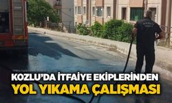 Kozlu’da itfaiye ekiplerinden yol yıkama çalışması