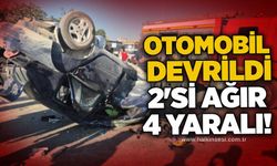 Otomobil devrildi, 2'si ağır 4 yaralı!