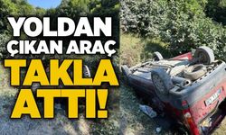 Yoldan çıkan araç takla attı!