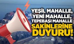 Yeşil Mahalle, Yeni Mahalle, Tepebaşı Mahalle sakinlerine duyuru!