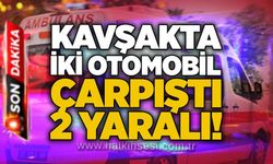 Kavşakta iki otomobil çarpıştı, 2 yaralı!