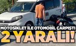 Motosiklet ile otomobil çarpıştı: 2 yaralı