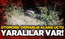 Otomobil ormanlık alana uçtu: Yaralılar var