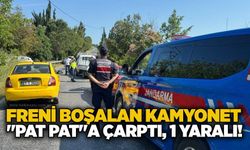Freni boşalan kamyonet "pat pat"a çarptı, 1 yaralı!