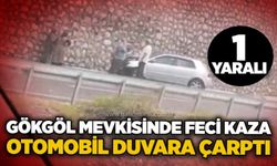 Gökgöl Mevkisinde feci kaza: Otomobil duvara çarptı, 1 yaralı!
