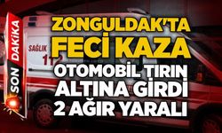 Zonguldak'ta feci kaza: Otomobil tırın altına girdi, 2 ağır yaralı
