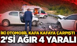 İki otomobil kafa kafaya çarpıştı, 2'si ağır 4 yaralı