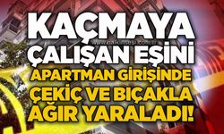 Kaçmaya çalışan eşini apartman girişinde çekiç ve bıçakla ağır yaraladı!