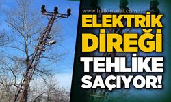 Geriş'te elektrik direği tehlike saçıyor: Başkent Elektrik göreve!