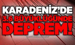 Karadeniz'de 3.6 büyüklüğünde deprem!