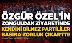 Özgür Özel'in mitinginde kendini bilmez bazı partililer basın mensuplarına zorluk çıkarttı!