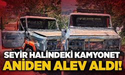 Seyir halindeki kamyonet aniden alev aldı!