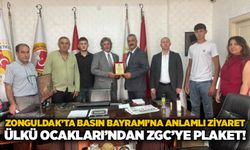 Zonguldak’ta Basın Bayramı’na anlamlı ziyaret: Ülkü Ocakları’ndan ZGC’ye plaket!