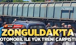 Zonguldak'ta otomobil hemzemin geçitte yük treniyle çarpıştı