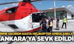 İnme geçiren hasta helikopter ambulansla Ankara'ya sevk edildi