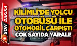 Kilimli’de yolcu otobüsü ile otomobil çarpıştı: Çok sayıda yaralı!