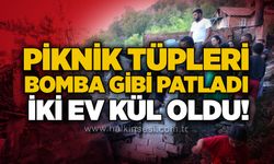 Piknik tüpleri bomba gibi patladı, iki ev kül oldu!