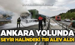 Ankara yolunda seyir halinde olan tır alev aldı