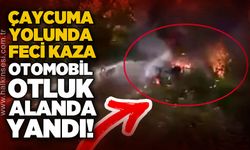 Bartın-Çaycuma yolunda korkutan kaza: Takla atan otomobil alevlere teslim oldu