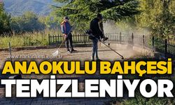 Anaokulu bahçesi temizleniyor: Ekipler otları biçmeye başladı