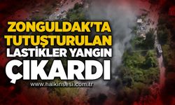 Zonguldak'ta tutuşturulan lastikler yangın çıkardı