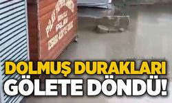 Dolmuş durakları gölete döndü